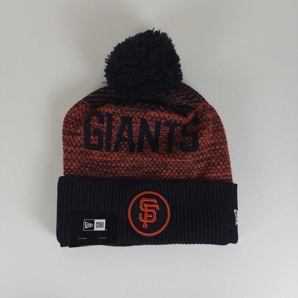San Francisco Giants Knit Beanie New Era Hat Pom Black Orange MLB Baseball NEW